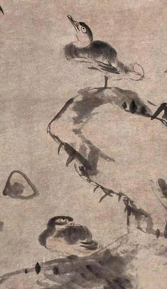 八大山人 鹿図 四尺中堂 掛軸 水墨画 動物画 鹿図 手描き 中国古美術 中国美术馆藏八大山人《鹤鹿凫雁》（四条屏）_八大山人文献馆